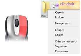 Menu contextuel du clic droit de la souris